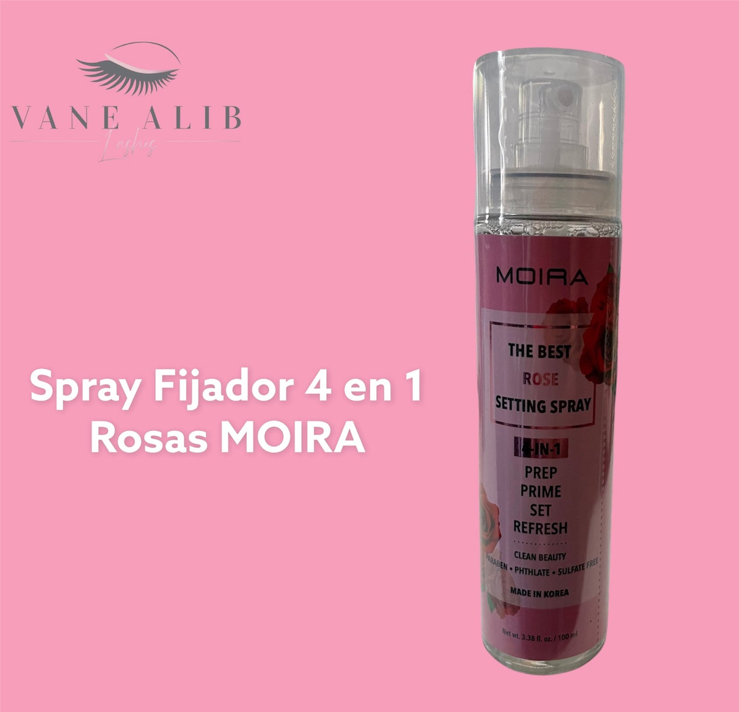 Fijador de maquillaje rosas 4 en 1 MOIRA